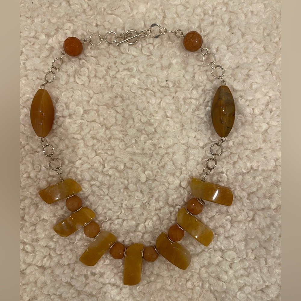 Handcrafted honey-colored agate necklace , Excellent Condition - Picture 3 of 6